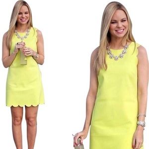 J. Crew Factory Scalloped Shift Dress in Lime